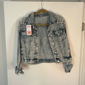 AMAZON DENIM JACKET WITH PEARLS